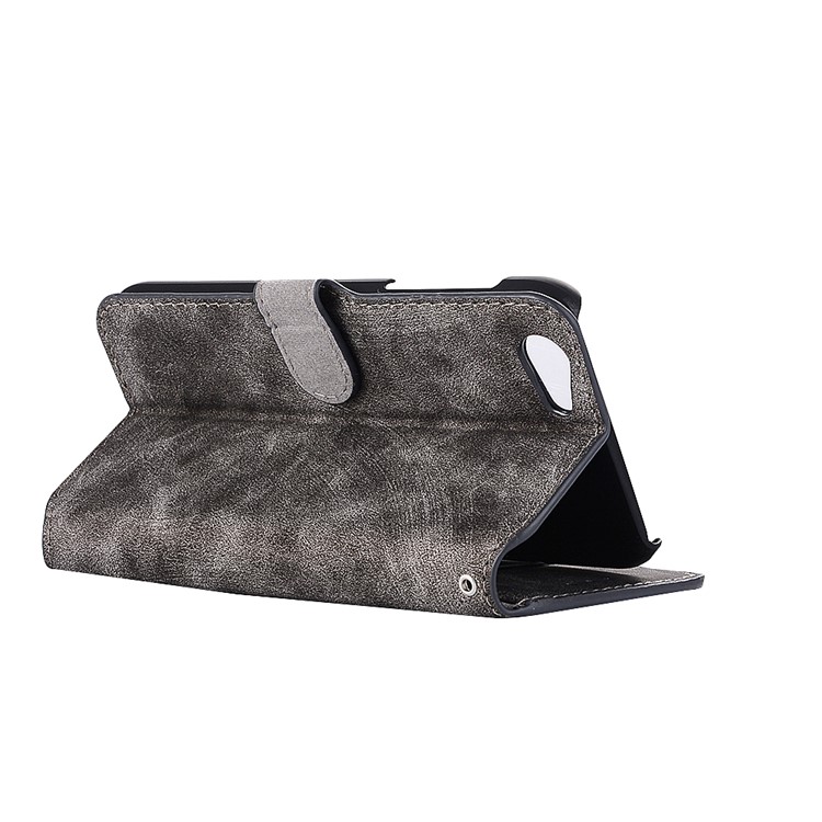 Vintage Matte Leather Wallet Stand Cover for Sharp Aquos R SH-03J - Grey-5