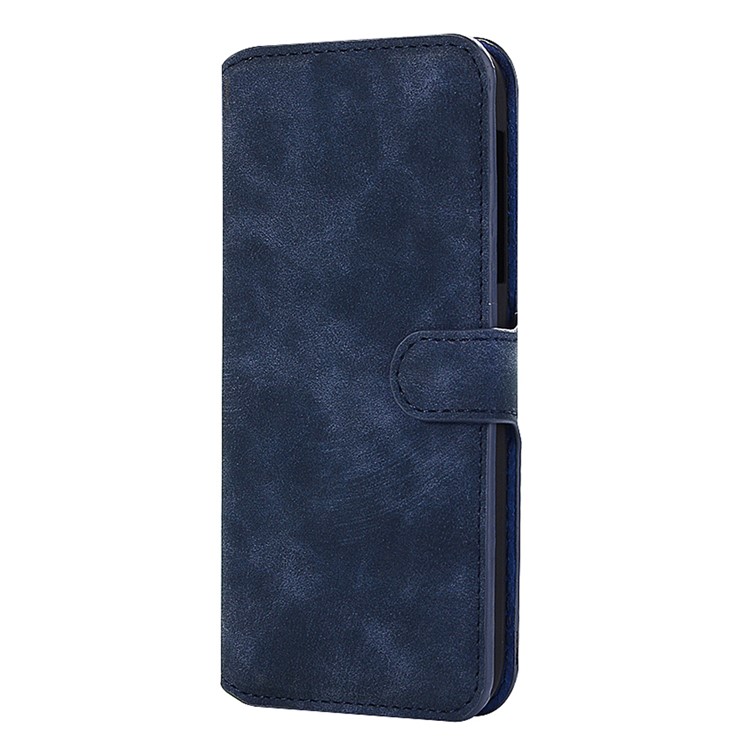 Vintage Matte Leather Wallet Stand Mobile Case for Sharp Aquos R SH-03J - Dark Blue-2