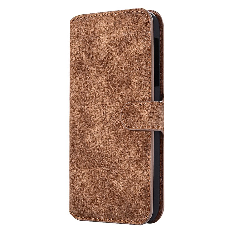 Vintage Matte Leather Wallet Stand Mobile Cover for Sharp Aquos R SH-03J - Brown-2