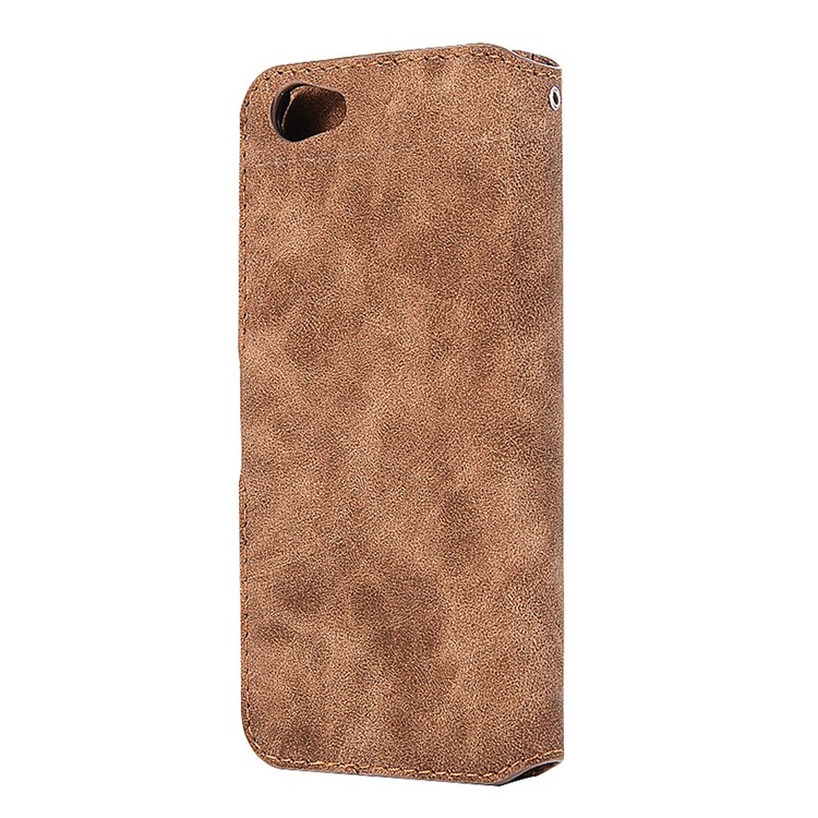 Vintage Matte Leather Wallet Stand Mobile Cover for Sharp Aquos R SH-03J - Brown-3