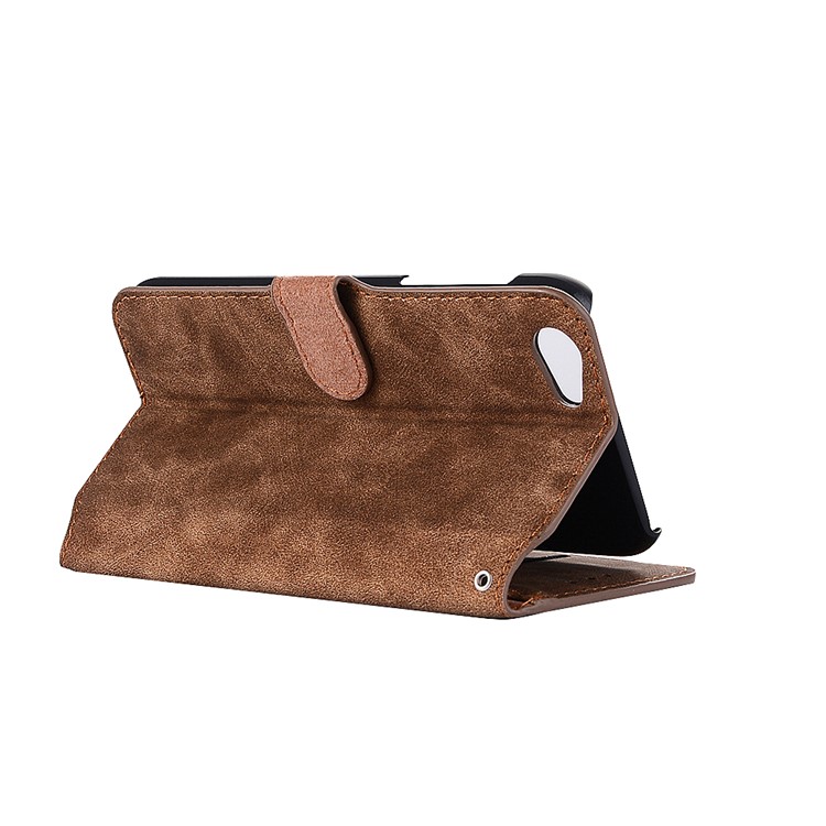 Vintage Matte Leather Wallet Stand Mobile Cover for Sharp Aquos R SH-03J - Brown-5