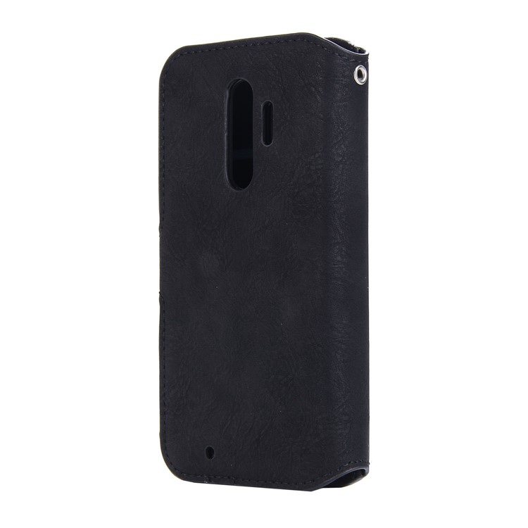 Vintage Style Leather Magnetic Stand Wallet Folio Protective Cover for Fujitsu F-04J - Black-3