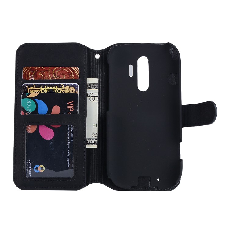 Vintage Style Leather Magnetic Stand Wallet Folio Protective Cover for Fujitsu F-04J - Black-4