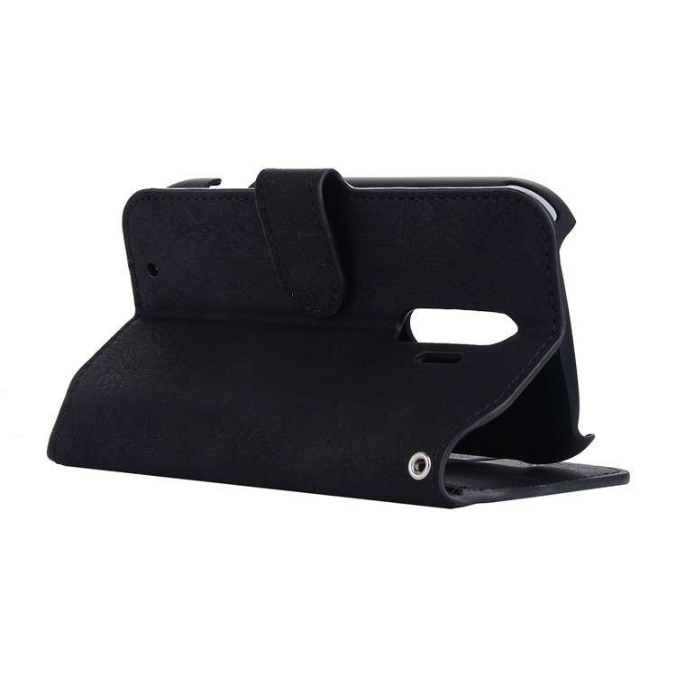 Vintage Style Leather Magnetic Stand Wallet Folio Protective Cover for Fujitsu F-04J - Black-5