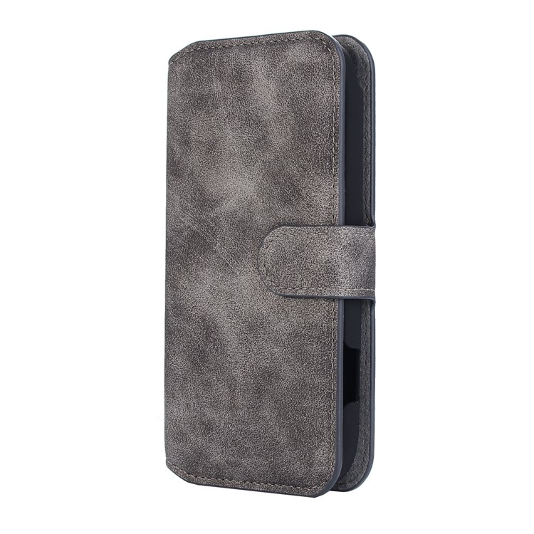 Vintage Style Leather Magnetic Stand Wallet Folio Protective Case for Fujitsu F-04J - Grey-2