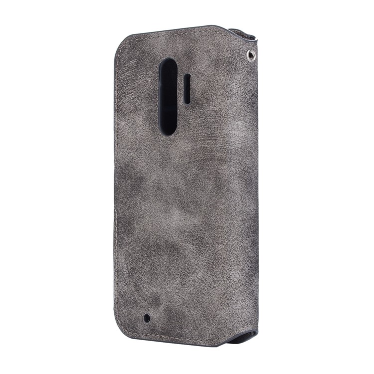 Vintage Style Leather Magnetic Stand Wallet Folio Protective Case for Fujitsu F-04J - Grey-3