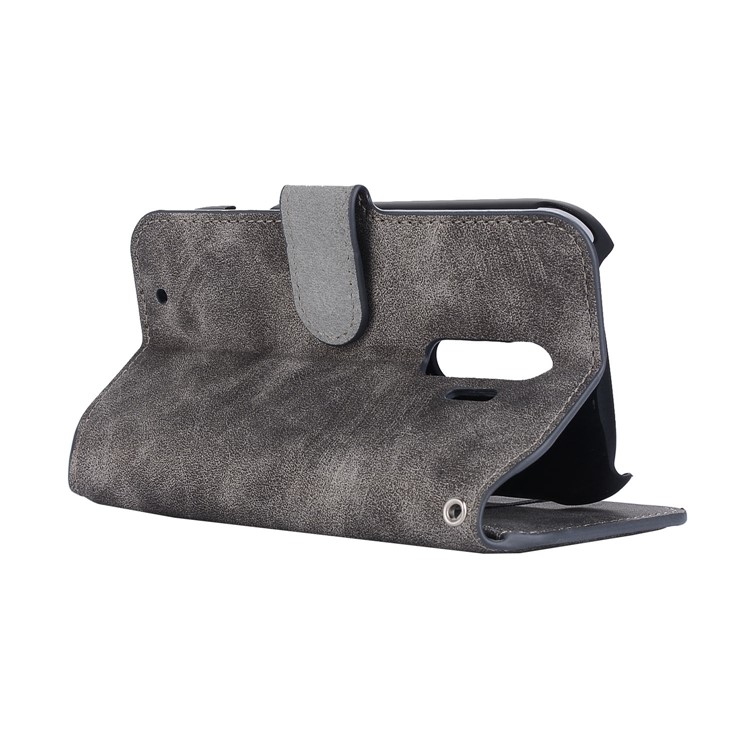 Vintage Style Leather Magnetic Stand Wallet Folio Protective Case for Fujitsu F-04J - Grey-5