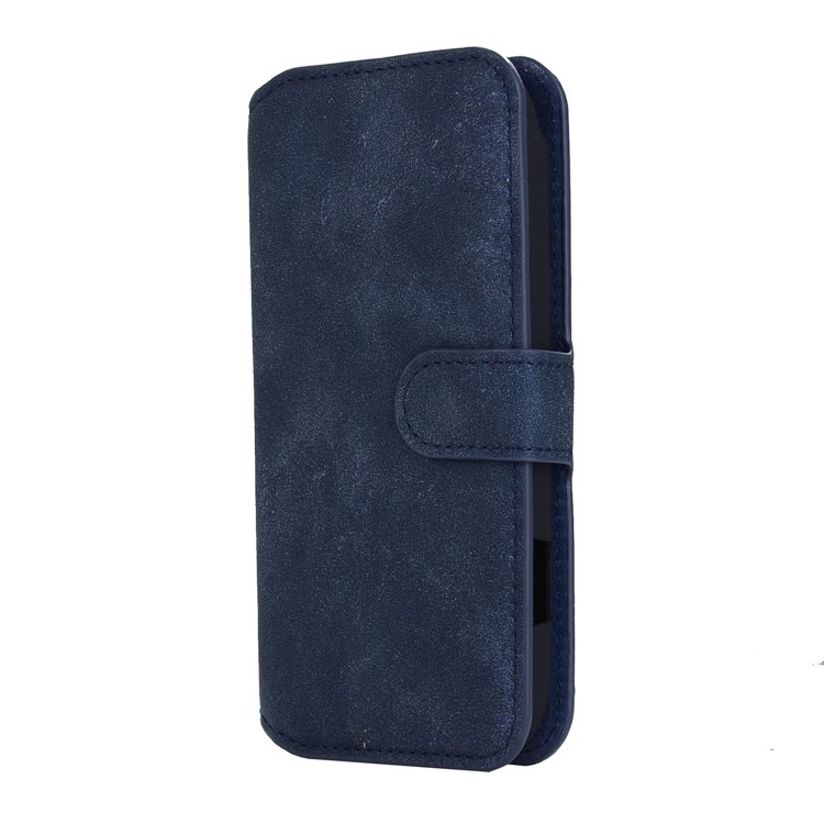 Vintage Style Leather Magnetic Stand Wallet Folio Protective Shell for Fujitsu F-04J - Blue-2