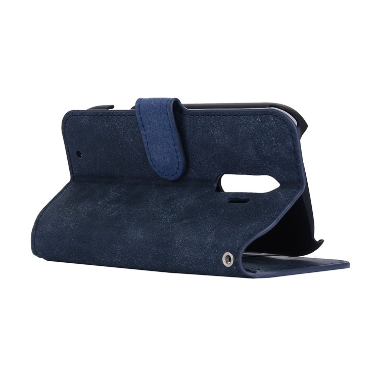 Vintage Style Leather Magnetic Stand Wallet Folio Protective Shell for Fujitsu F-04J - Blue-5
