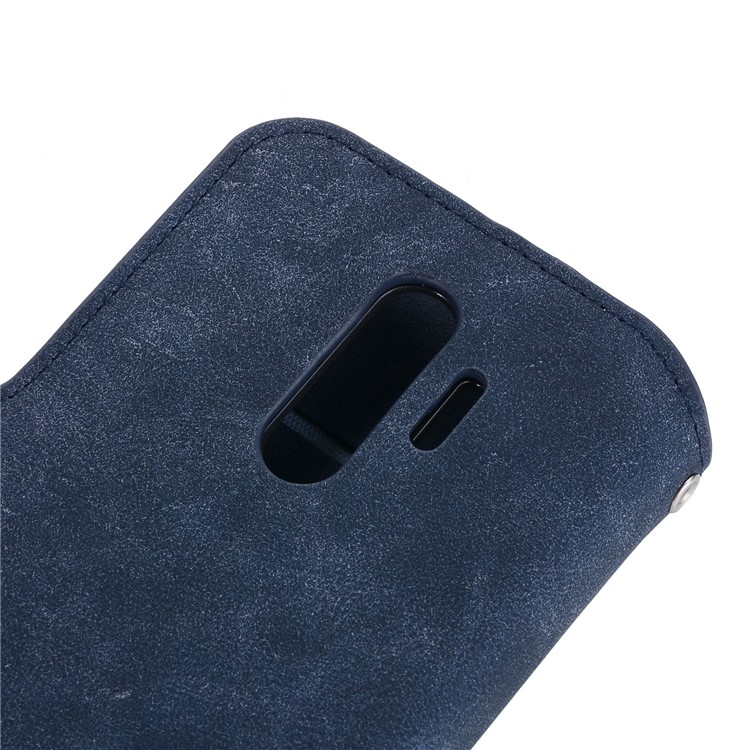 Vintage Style Leather Magnetic Stand Wallet Folio Protective Shell for Fujitsu F-04J - Blue-7