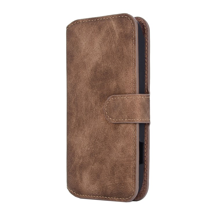 Vintage Style Leather Magnetic Stand Wallet Folio Protective Casing for Fujitsu F-04J - Brown-2