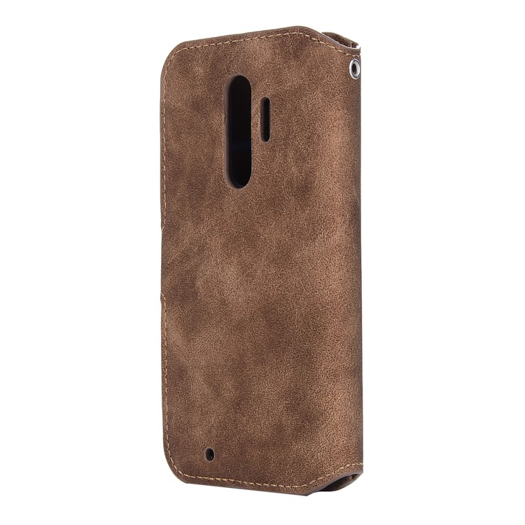 Vintage Style Leather Magnetic Stand Wallet Folio Protective Casing for Fujitsu F-04J - Brown-3