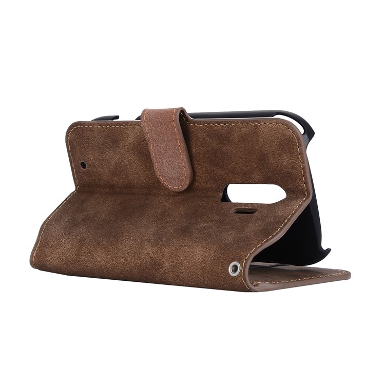 Vintage Style Leather Magnetic Stand Wallet Folio Protective Casing for Fujitsu F-04J - Brown-5