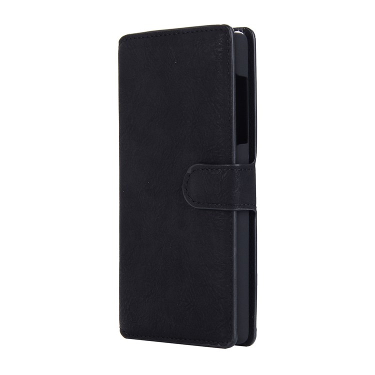 Vintage Style Leather Magnetic Stand Wallet Folio Protective Cover for Qua Phone QX (KYV42) - Black-2