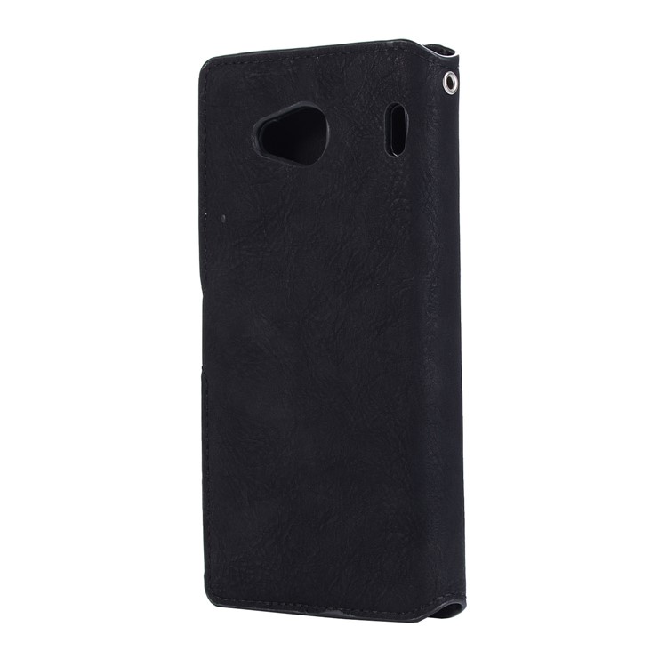 Vintage Style Leather Magnetic Stand Wallet Folio Protective Cover for Qua Phone QX (KYV42) - Black-3