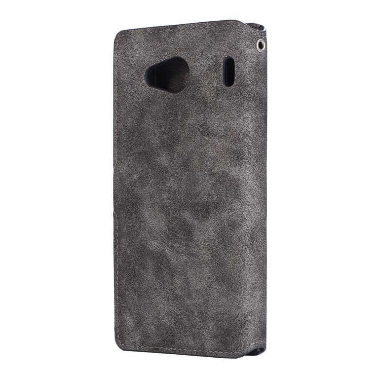 Vintage Style Leather Magnetic Stand Wallet Folio Protective Case for Qua Phone QX (KYV42) - Grey-3