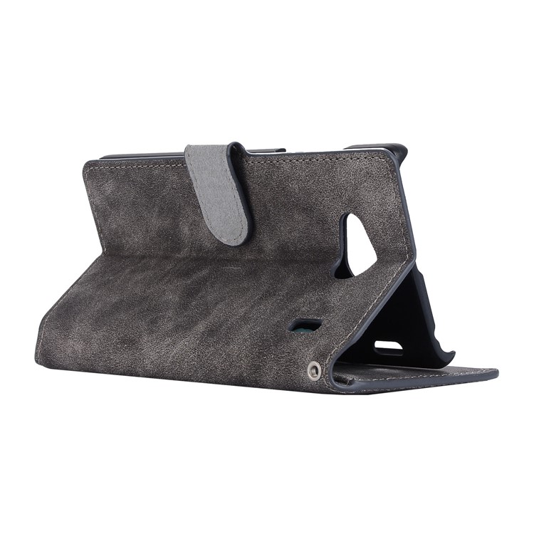 Vintage Style Leather Magnetic Stand Wallet Folio Protective Case for Qua Phone QX (KYV42) - Grey-5