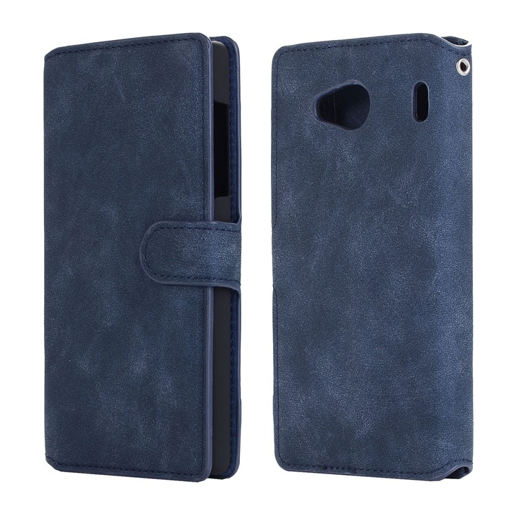 Vintage Style Leather Magnetic Stand Wallet Folio Protective Shell for Qua Phone QX (KYV42) - Blue-1