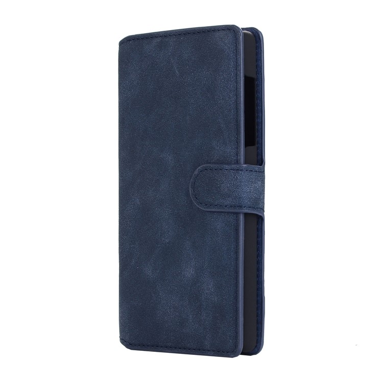 Vintage Style Leather Magnetic Stand Wallet Folio Protective Shell for Qua Phone QX (KYV42) - Blue-2