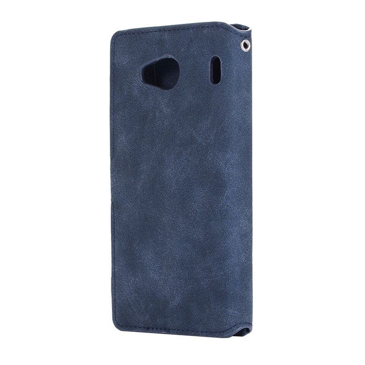 Vintage Style Leather Magnetic Stand Wallet Folio Protective Shell for Qua Phone QX (KYV42) - Blue-3