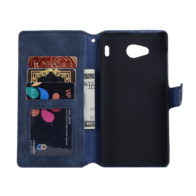 Vintage Style Leather Magnetic Stand Wallet Folio Protective Shell for Qua Phone QX (KYV42) - Blue-4