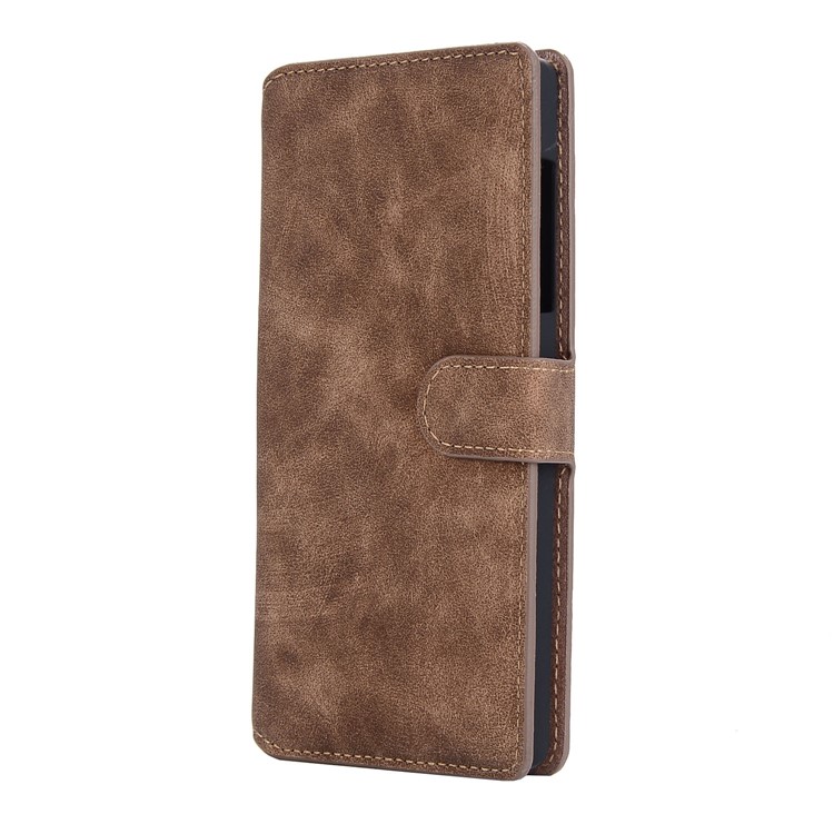 Vintage Style Leather Magnetic Stand Wallet Folio Protective Casing for Qua Phone QX (KYV42) - Coffee-2