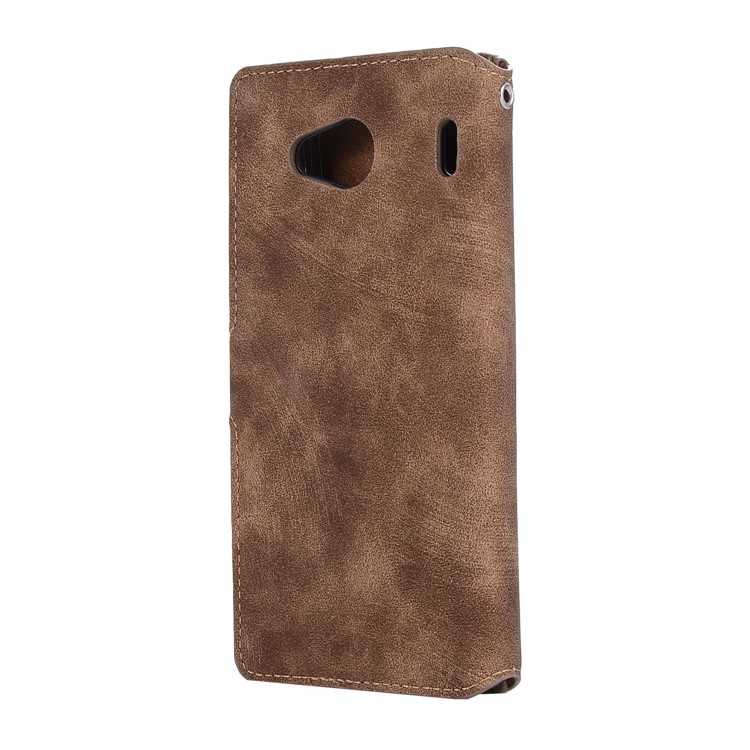 Vintage Style Leather Magnetic Stand Wallet Folio Protective Casing for Qua Phone QX (KYV42) - Coffee-3