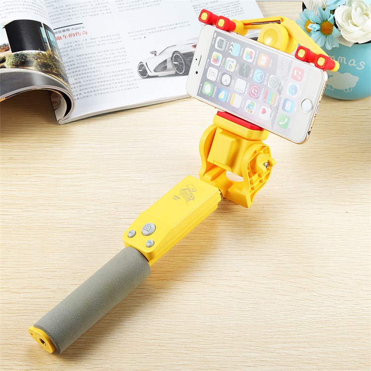 Portable Wireless Bluetooth 4.0 Electric 360 Degree Rotation Extendable Selfie Stick - Yellow-1