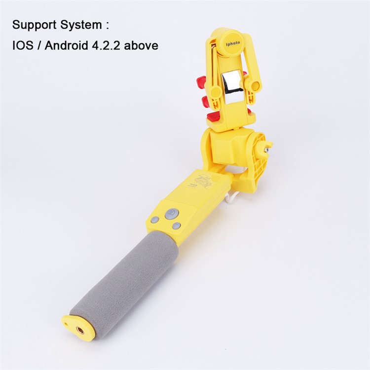 Portable Wireless Bluetooth 4.0 Electric 360 Degree Rotation Extendable Selfie Stick - Yellow-2
