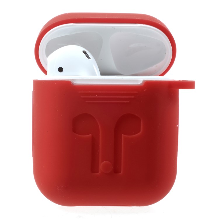 Stoßfestes Silikonschutzdeckel Mit Anti-Lost-Drahtseil Für Apfel-Airpods Mit Ladekoffer (2016) - Rot-6