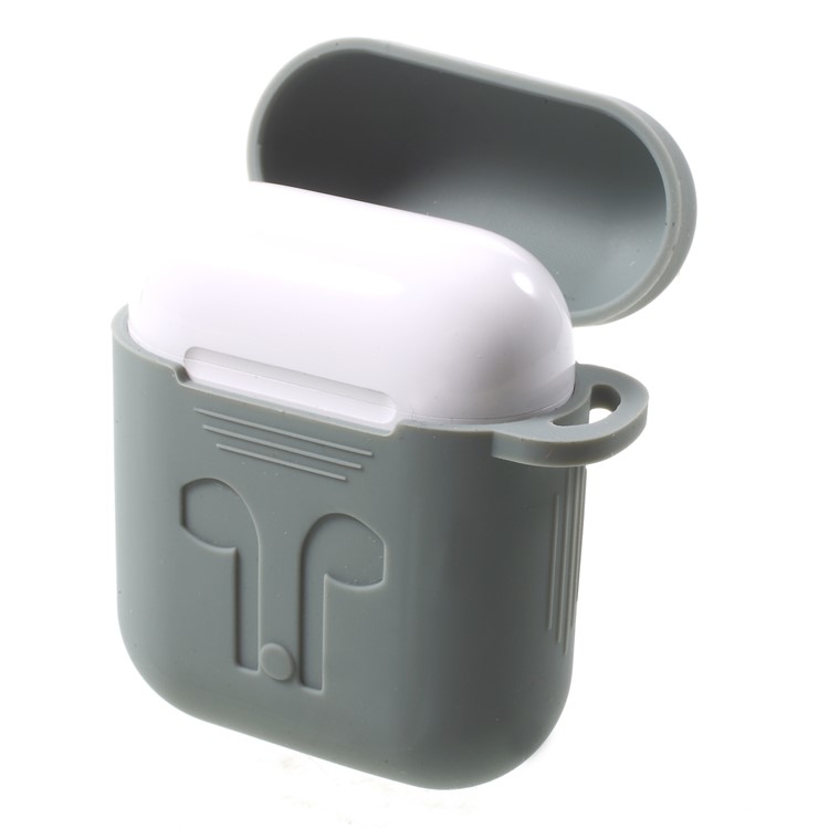Silicone Protective Shock-proof Cover Holder with Anti-lost Wire Rope for Apple AirPods Charging Case - Grey-2