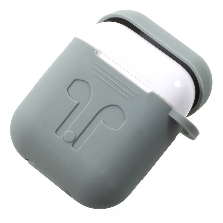 Silicone Protective Shock-proof Cover Holder with Anti-lost Wire Rope for Apple AirPods Charging Case - Grey-4