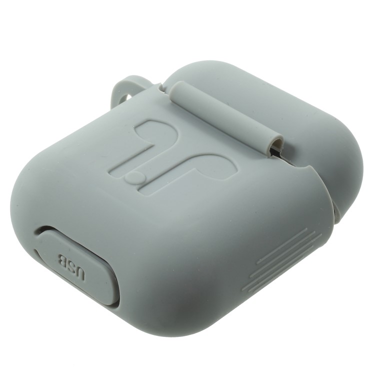 Silicone Protective Shock-proof Cover Holder with Anti-lost Wire Rope for Apple AirPods Charging Case - Grey-8
