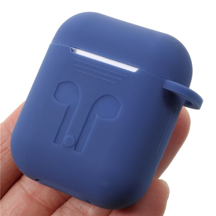 Drop-proof Soft Silicone Holder Case for Apple AirPods with Charging Case (2016) - Dark Blue-4