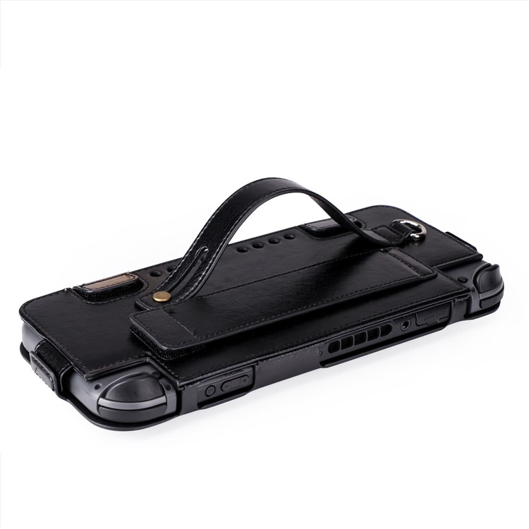 Leather Protective Case with Kickstand, Game Card Holder and Wrist Strap for Nintendo Switch 2017 - Black-7