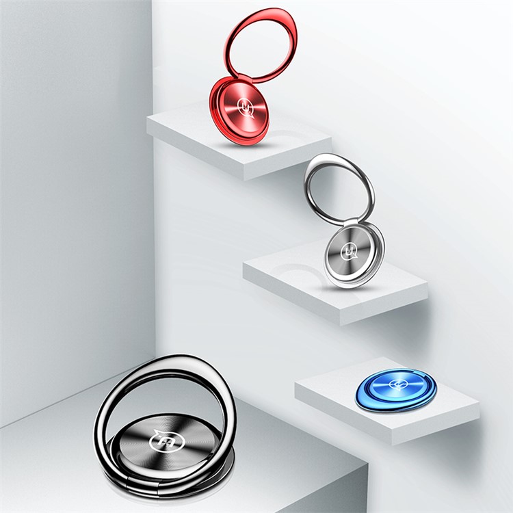 USAMS US-ZJ027 4mm Slim CD Stripe Gyro Phone Ring Stand Finger Grip - Red-2