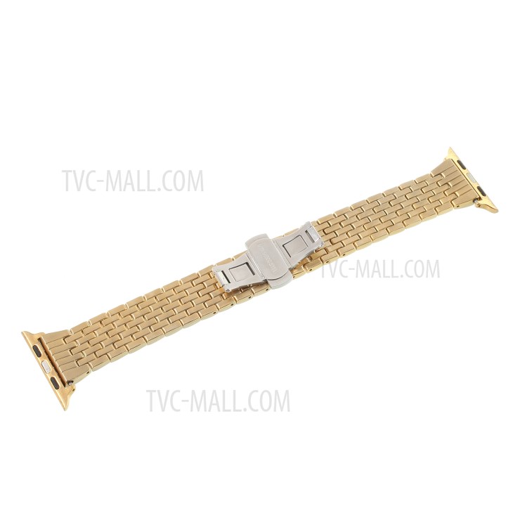 Metal Rhinestone Decor Watch Strap + Protective Case for Apple Watch Series 3/2/1 42mm - Gold-10
