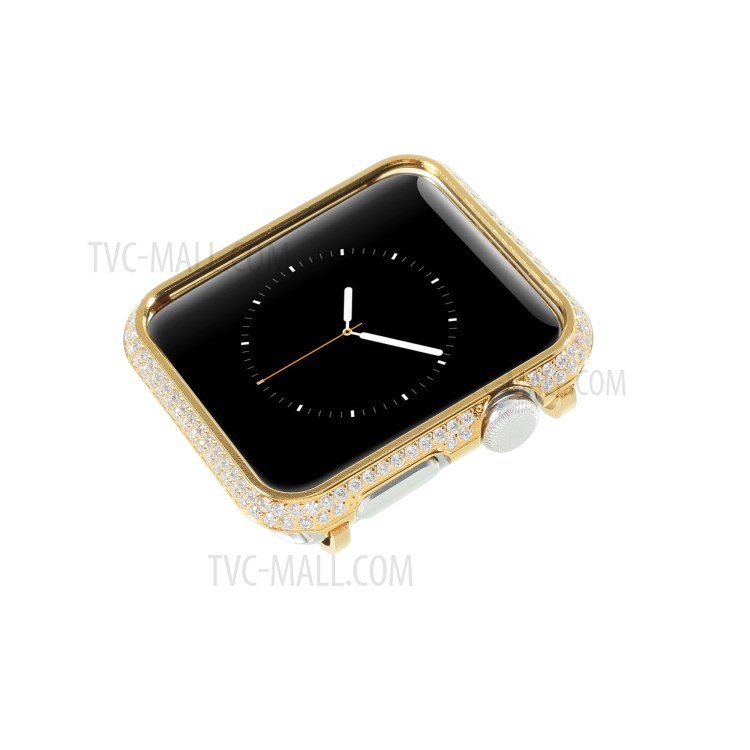 Metal Rhinestone Decor Watch Strap + Protective Case for Apple Watch Series 3/2/1 42mm - Gold-11