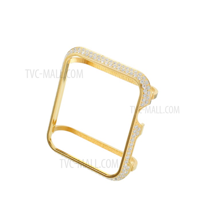 Metal Rhinestone Decor Watch Strap + Protective Case for Apple Watch Series 3/2/1 42mm - Gold-12