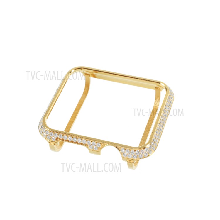 Metal Rhinestone Decor Watch Strap + Protective Case for Apple Watch Series 3/2/1 42mm - Gold-13