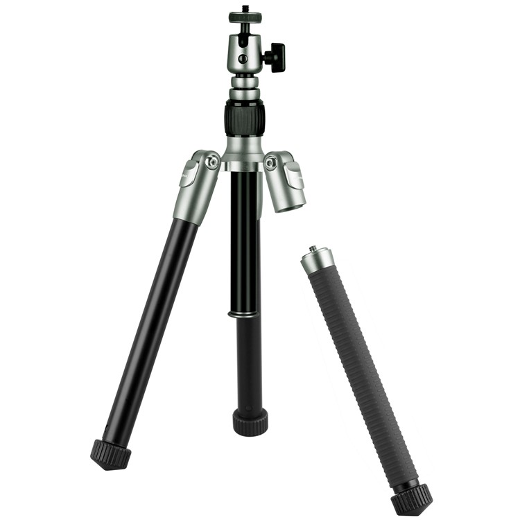 MOMAX Tritod Hero Extrendable Trípode Monopod Camera Fotografía Soporte de Soporte Selfie Stick Con Clip de Teléfono - Gris