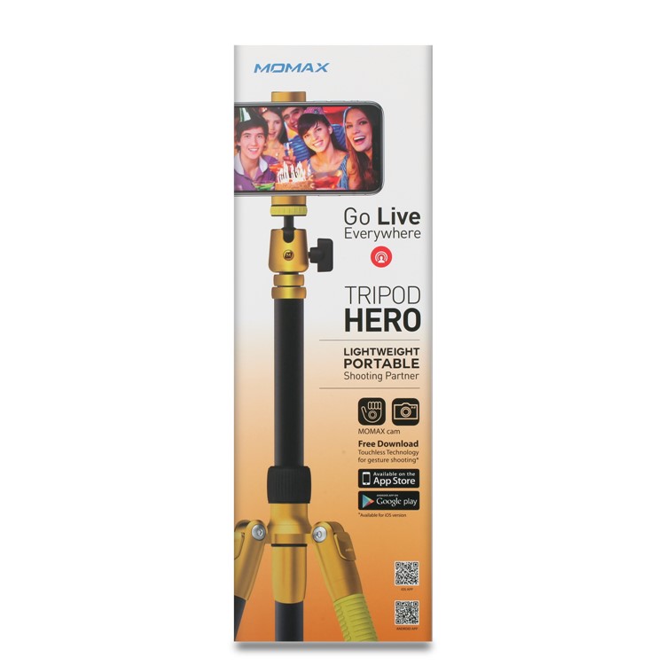 MOMAX Tripod Hero Multi-function Tripod Monopod Selfie Stick Support Hand Gesture Shoot - Gold Color-21