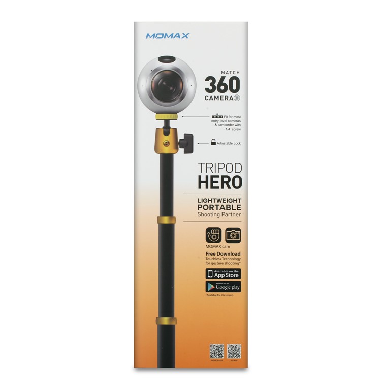 MOMAX Tripod Hero Multi-function Tripod Monopod Selfie Stick Support Hand Gesture Shoot - Gold Color-22