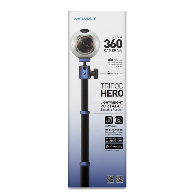 MOMAX Tripod Hero DSLR Camera Light Weight Aluminum Tripod with Universal Smartphone Clamp - Blue-13