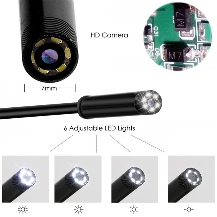 3.5M 7mm 6-LED Soft Cable USB Endoscope Borescope Inspection Camera for Android Phone with OTG/Type-C Device/PC-2