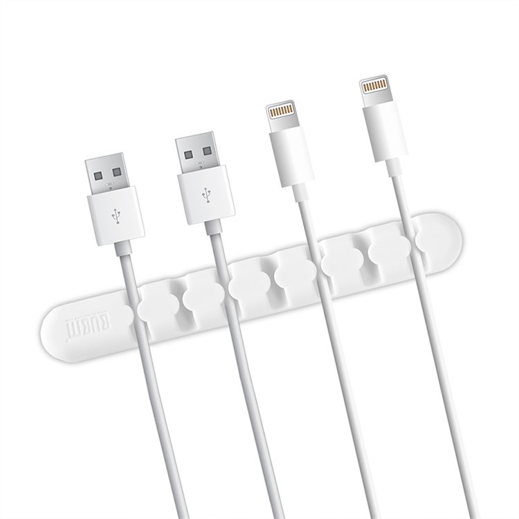 BUBM Silicone Desktop Cord Holder Cable Clip Cable Organizer - White-1