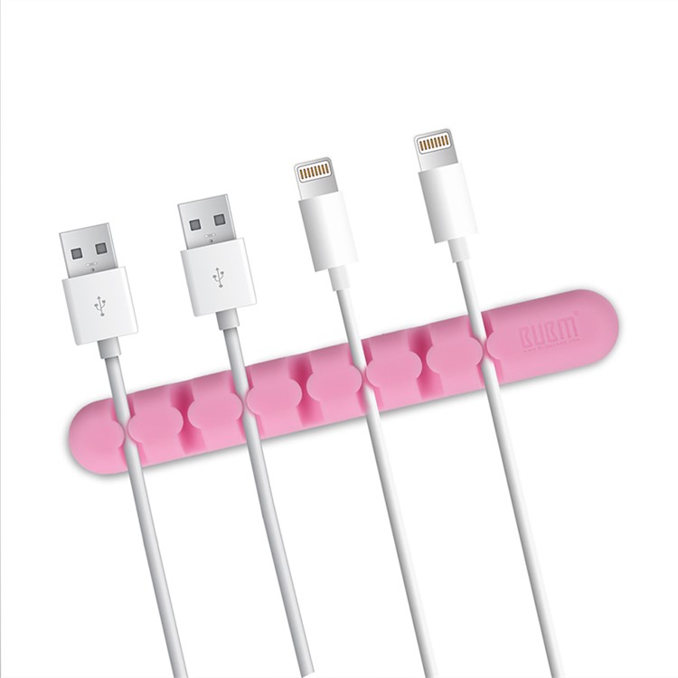 BUBM Silicone Desktop Cable Management Clip Cord Holder Cable Organizer - Pink-1