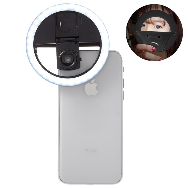 PICKOGEN WQ-16S 36 LEDs Ring Shape Selfie Light with 3 Adjustable Brightness for iPhone Samsung Sony - Black-1