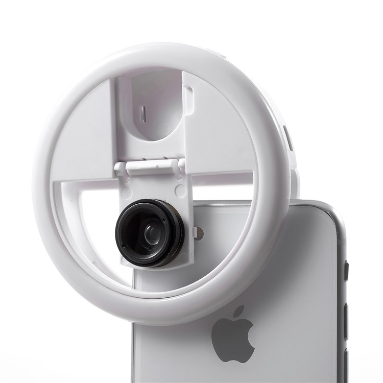 PICKOGEN WQ-16S 36 LEDs Ring Shape Mini Clip-on Selfie LED Fill Light for iPhone Samsung Sony - White-6