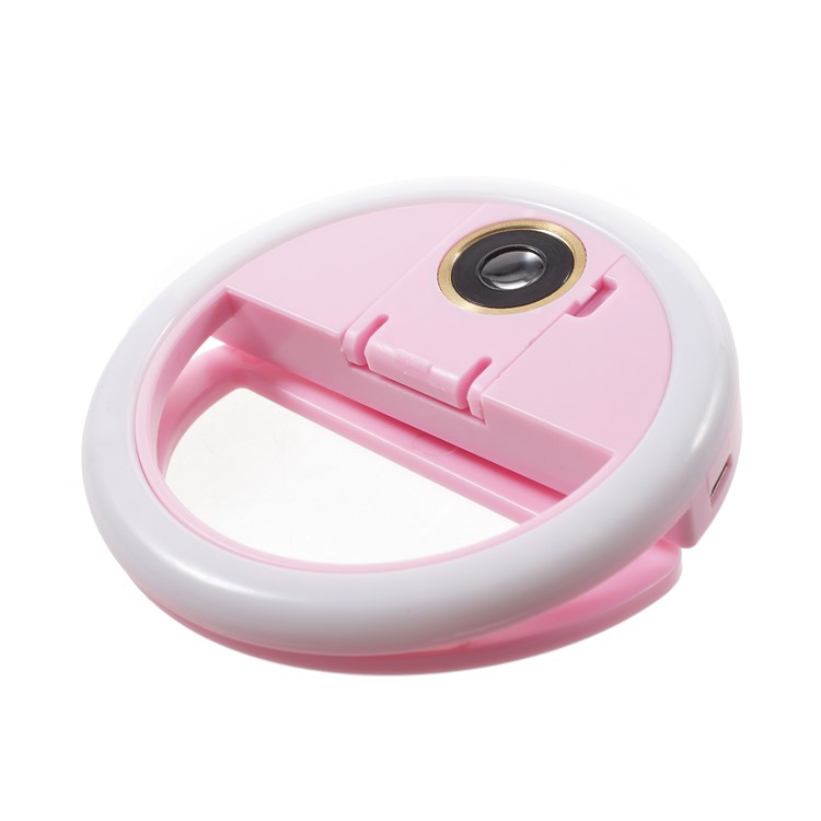 PICKOGEN WQ-16S 0.63X Wide Angle Ring Shape Selfie Light with 3 Adjustable Brightness for iPhone Samsung Sony - Pink-1